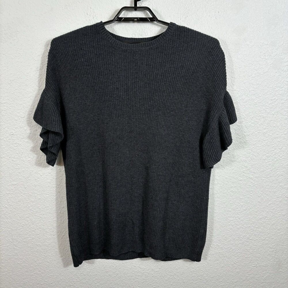 Modern Citizen Sweater Women’s‎ Size M Short Sleeve Ruffled Solid Gray